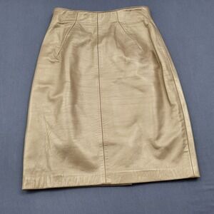 VINTAGE Michael Hoban North Beach Skirt Womens 5/6 Pencil Short Lined Zip Gold
